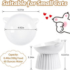 Ceramic Raised Cat Bowl，Tilted Raised Bowl Anti Vomit for Indoor Cats Whisker Friendly Pet Feeder for Cats Puppies, Microwave and Dishwasher Safe (White-2 Pack)