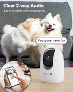 Indoor Security Camera 2K, Pet Camera with Phone App, WiFi Cameras for Home Security Camera for Dog/ Baby Monitor/Elder Pan Tilt, 5/2.4GHz, 24/7, 2-Way Talk, Human Detection, Motion Tracking, Cloud | Human Detection, Motion Tracking, 2-Way Talk, 24/7 W...