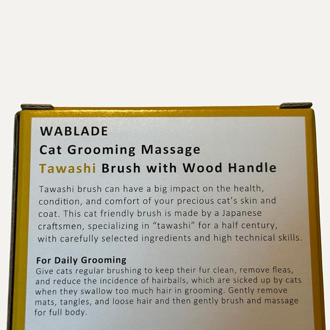 Wablade Cat Brush for Sensitive Cats & Kittens, Soft, 7.5", Made in Japan | Daily grooming & massage for routine care, gently lifts loose surface fur with natural sisal fibers (Not a Deshedding Tool)