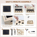 Cat Scratch Puzzle Enrichment Box, Interactive Cat Nail File Scratcher with Sandpaper, 3 Bell Balls & Detachable Teaser Wand, Stress‑Free Nail Care Toy for Indoor Cats, Scratchers that Trim Nails