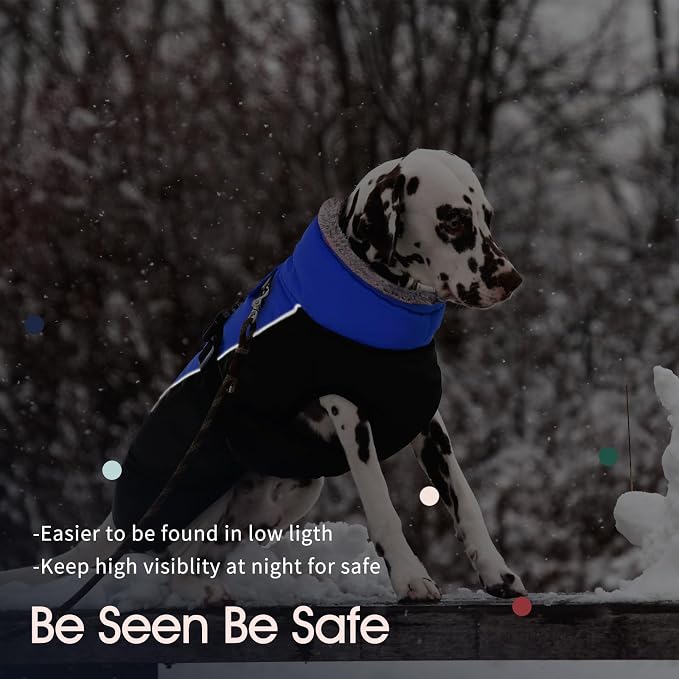 IECOii Extra Warm Reflective Adjustable Dog Jacket - Winter Coat with Buckle & Fleece Turtleneck for Small to Extra Large Dogs