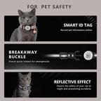 2 Pack Breakaway Cat Collar with QR Code & Bell, Reflective Safety Collar with Never-Lost Digital ID Tag, Adjustable 7.5-12.5 Inch for Indoor Outdoor Cats (Purple & Pink)