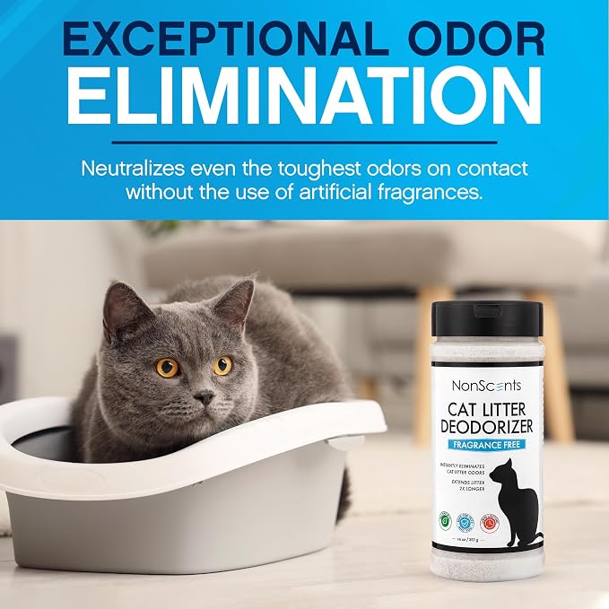Nonscents Cat litter Deodorizer - Odor Eliminator - 4 Pack | Extends Litter Lifespan, Reduces scooping, Fragrance-free, Unscented, Odor Neutralization, Long-lasting, Non-toxic