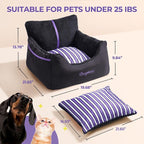 BurgeonNest Dog Car Seat for Small Dogs & Cats Under 25 lbs, Black Purple