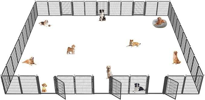Low Threshold Dog Playpens Fence Indoor, 40 inch 42 Panels Heavy Duty Metal Outdoor Pet Playpen for Large/Medium/Small Dogs, Tall Dog Play Exercise Pens Outside