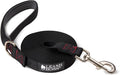 Leash Boss 15 Foot Dog Leash with Padded Handle - Long Leash for Hiking, Camping, Exploring, or Walking (15 Ft, Black/Red/Grey)