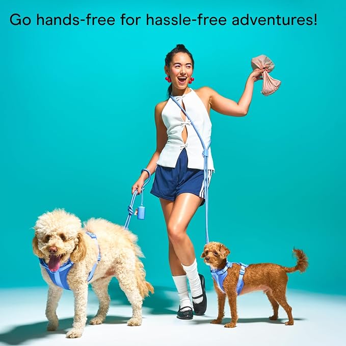 Wild One Hands-Free Adjustable Rope Dog Leash, Standard: 4' to 8.5' Long, .5" Wide, Adjustable for Crossbody, Waist & Handheld, Spruce