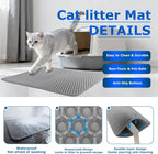 Extra Large Cat Litter Mat Double Layer Trapping Mat Easy-Clean Waterproof Urine Proof(Gray 47x28in)