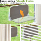 Zoratoo 2PC Cat Window Perch, Foldable & Cordless with Metal Frame, M Gray | 2-in-1 Reversible Cover, Removable for Machine Wash, Stable Window Resting Seat with Large Suction Cups for Indoor Cats