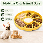 Slow Feeder Dog Bowl Silicone Suction Cup Anti Spill Dogs Cats Yellow | strong suction base prevents sliding, extends mealtime, reduces anxiety, textured surface, dishwasher safe