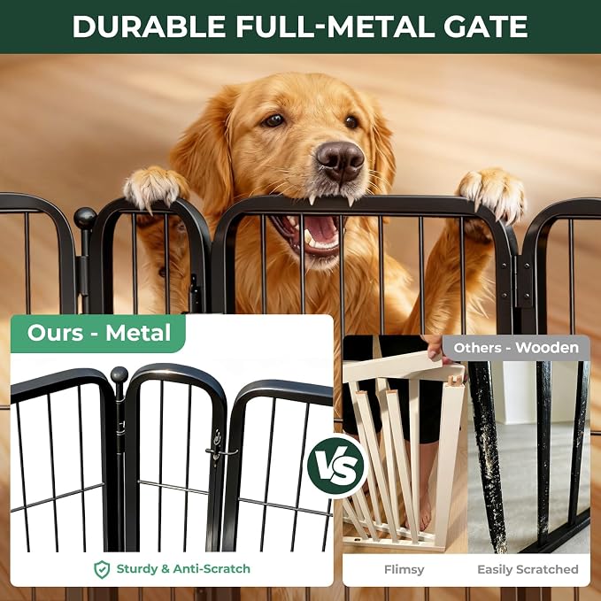FXW Dog Gate, Extra Wide Adjustable for Openings Up to 111", 40" H | Flexible Space Control, Easy Walk-Through Access, 3 Panels + 1 Gate, For Medium & Large Dogs, Garage Use