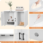 Dwanton Litter Box Enclosure, Cat Litter Box Furniture Hidden, with Scratching Mat, Wooden Cat Washroom Indoor, 31.5" L x 19.7" W x 21.7" H, White