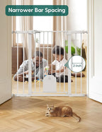 Babelio 36" Tall Baby Gate with Adjustable Cat Door, CatPrivilege I, 29-43" | Auto Close, Safety Gate for Stairs, Easy Walk Thru with Pet Door, Includes 4 Wall Cups and 3 Extension Pieces, White