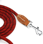 Mile High Life Dog Leash with Genuine Leather Connection, 6 FT/5 FT/4 FT | Rope Leash, Heavy Duty 360° Swivel Metal Clasp, for Small Medium & Large Dogs (Red, 60 Inch)