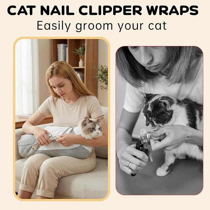 Cat Grooming Wrap, Self Adhesive Cats Anti-Escape Wrap, (12-28lbs) | Anti-Scratch Burrito Restraint Blanket, for Cutting Nails, Calming Cat Swaddle Wrap for Medicine Ear Cleaning, Dental Care