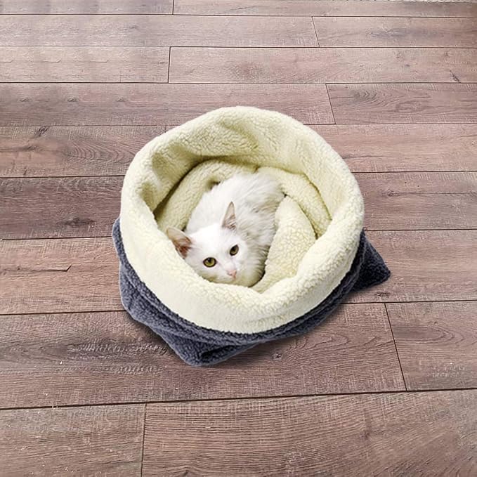 Cat Bed Cave Sleeping Bag, Pet Mat Self Warming Pad Sack for Cats and Small Dog