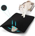 Cat Litter Mat 26"x46.5", Double Layer Waterproof Litterbox Mat, Black | Non-slip backing, washable for easy cleanup, traps stray litter with waterproof honeycomb large grid that is urine-proof.