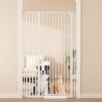 Extra Tall Cat Gate, 55.1" Heavy Duty Pet Gate for Large Cats & Dogs, Adjustable 29.9-41.3" Wide, Auto Close, No Drilling Pressure Mount, Easy Walk Through for Doorways Hallways Kitchen, White