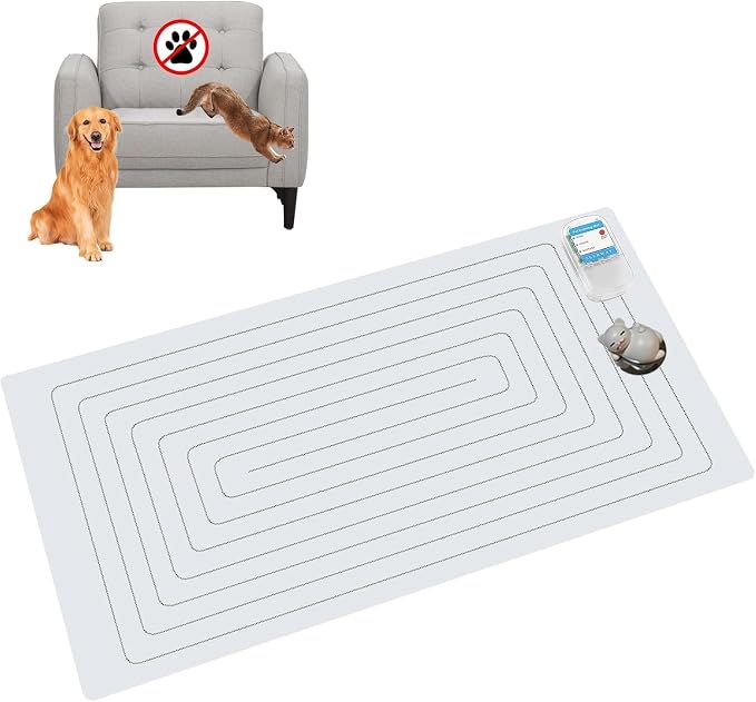 SEERWAY Scat Pet Shock Mat with Tester for Dog & Cat: 3 Training Modes | Keep dogs & cats off couch, bed, counter top Indoor, Build No-Pet boundary, Easy to clean, use and store, Battery operated