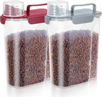 LEAWALK 5Lbs/6Qt Airtight Pet Storage Container For Cat Dog Bird Food and Keep Fresh, Translucent Body, Upgraded Large Nozzle for Easy Pouring With Handle Design Easy to Carry When Going 2pack