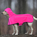 Mile High Life Dog Raincoat, Adjustable Waterproof Pet Rain Jacket, Reflective Hooded Poncho for Small Medium Large Dogs, Lightweight Breathable Pet Rain Coat (Hot Pink,M Chest 22"-28")