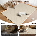 Pawtners Cat Litter Mat Extra Large 42" X 30", Easy to Clean, Beige, 2 Pack | Non-Slip Kitty Litter Mat for Floor, Waterproof & Urine-Proof Cat Litter Mat Litter Trapping Mat, Soft on Kitty Paws