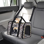 Petmolico Cat Carrier Soft-Sided Airline Approved, Medium, Medium, Leopard | For small/medium cats & puppies up to 16 lbs, 3 open doors, travel-friendly pet bag