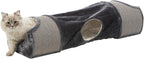 Trixie Cuddly Condos and Tunnel for Cats - Indoor Cat Furniture with Play Condos, Hideaway Tunnel, Dangling Cat Toys - Sisal Scratching Surface - Collapsible Design for Easy Storage, Gray