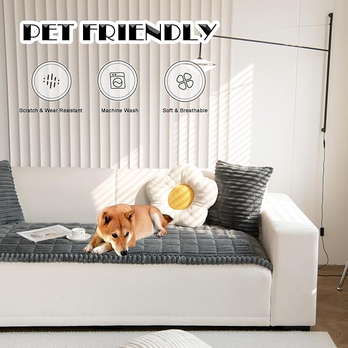ZQFFB Couch Cover for Dogs Washable Non-Slip Pet Friendly Sofa Protector | Multiple Sizes Dog Blanket Fit Sectional Sofas & Loveseats, Prevents Pet Hair, Scratches & Stains
