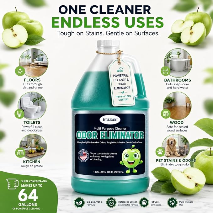 Multi Purpose Cleaner Pet Odor eliminator - pH Neutral - Strong Odor Floor Cleaner - Pet Odor Eliminator for Home - Best Scent Remover for Cat and Dog Pee All Purpose Cleaner 1 gallon (Sky Breeze)
