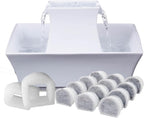 PetSafe Drinkwell Pagoda Fountain, 70 oz Ceramic, 12-Pk Filters Included | 2 Free-Falling Water Streams Encourage Hydration, Pet Water Fountain for Cats & Dogs, Includes 12 Carbon + 2 Foam Filters
