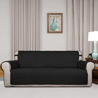PureFit Reversible Quilted Couch Covers for Dogs Oversized Sofa Cover 78” | Black/Black, Water Resistant Couch Protector, Washable Pet Couch Cover with Non Slip and Elastic Straps For Kids