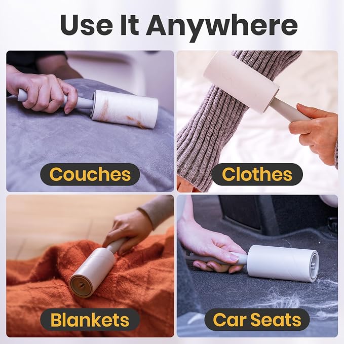 DELOMO Lint Roller for Pet Hair Extra Sticky, Mega Value Set of 1000 Sheets | 5 Handles + 10 Rollers, Clean Faster for Clothes, Couch, Bedding, Furniture & Car, Easy Peel Design for Multi-Pet Homes