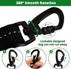 Rope Dog Leash 6 FT: Heavy Duty Leashes with Swivel Lockable Hook Reflective Threads Bungee and Padded Handle - Dog Lead for Large Small Medium Dogs Outside Walking Hiking Green
