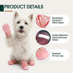 Dog Shoes, Non-Slip Dog Booties for hot Pavement, 4Pcs Pink 1# | Waterproof TPE Sole, Breathable Dog Boots with Reflective Straps, Idear for Hardfloors, Outdoor, Small Medium Paw Protectors