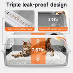 Stainless Steel Cat Litter Box for Small Cats, Odor Free Metal Litter Box | High Sides Lid Open Top Low Entry Litter Pan Easy Cleaning Kitty Cat Box Anti-Urine Leakage Non-Sticky Include Scoop