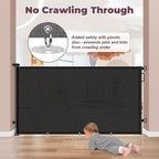 42" Extra Tall Retractable Baby Gates, 76" Wide Dog Gate for Stairs | Mesh Gate Indoor Outdoor for Doorways Deck Kitchen, Long Safety Gate for Child Toddler, Prevent Pet from Jumping Over, Black