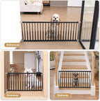 10''-15.8'' Height Adjustable Dog Gate, Extra Wide 18.1"-53" All Metal Short Dog Gate to Step Over, Pressure Mount Small Pet Puppy Gate for Stairs & Doorways(Black)