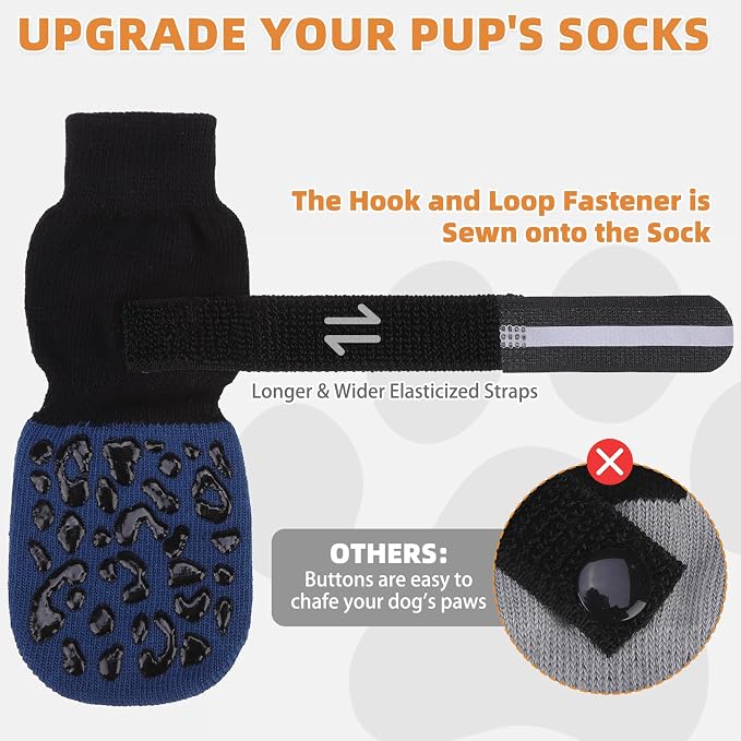 KOOLTAIL Anti Slip Dog Socks to Prevent Licking Paws,Dog Shoes for Hot Pavement, Reflective Traction Control Booties, Dogs Boots & Paw Protector for Hardwood Floors Small Medium Large Senior Dogs