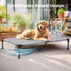Veehoo Outdoor Elevated Dog Bed Large Sized Dogs, XXL Cooling Raised Dog Cots Beds Training Platform Off Ground Hammock with Breathable Mesh, No-Slip Feet, 59"x37.5", Grey | Off-ground training platform, portable camping hammock, breathable mesh, easy ...