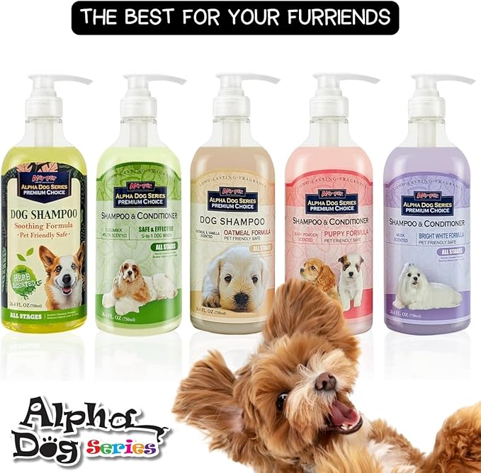 All Stages Natural Dog Shampoo and Conditioner Set with Aloe Vera pH-Balanced Dog Grooming Shampoo and Conditioner for Dogs, Tear-Free Moisturizing Dog Shampoo, 26.4 Oz (Pack of 2)