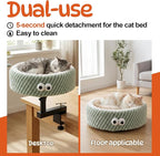 Cat Desk Bed, 2-in-1 Clamp On Desk Mount Perch & Nest, 360° Rotating Adjustable, 60 LBS Safe Weight Capacity, Washable Cushion for Small & Large Cats, Home Office Desk Hammock (Green)