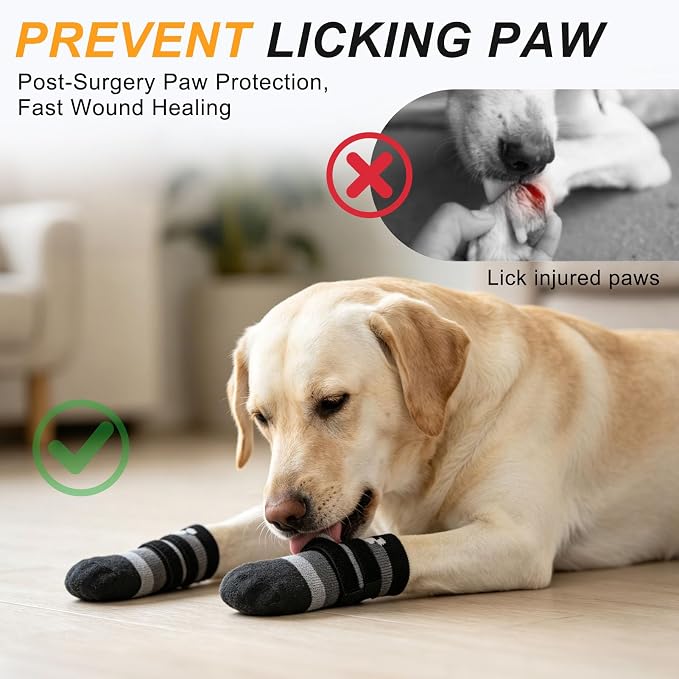 BEAUTYZOO Dog Shoes for Hot Pavement, Waterproof Dog Socks to Prevent Licking Paws & Hardwood Floors, Dog Booties Paw Protectors with Adjustable Straps & Non-Slip Sole, Small Medium Large Dogs Boots