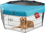 PJYuCien Playpen Top Cover for 24'' Width 8 Panel Pen, Blue | More Peace of Mind, More Safe, and Reduce Mess, Suitable for Puppy, Duck, and Other Small Animals,Adhesive Tape Connect