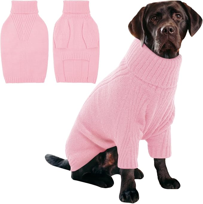 IECOii XL Dog Sweater,Winter Doggy Clothes for Large Dogs Girl Boy,Warm Pullover Soft Dog Sweater Turtleneck,Lightweight & Good Stretch for Active Dogs Like Beagle,Border Collie (Pink,XLarge)