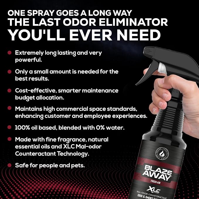 Blaze Away Fresh Air Odor Eliminator Spray (16 Fl Oz, 6 Pk) | Commercial Air Freshener • Professional-Strength • Long-Lasting • for Smoke, Pet, Bathroom, Vehicle, Hotel & Commercial Space