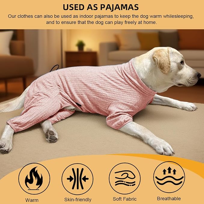 Dog Pyjamas PJS Sweater Clothing and Loungewear Suitable for Medium to Large Breeds of Dogs, Neutering Suits, Extra-Large Stretch Fabric, Four-Legged Dogs Clothes Pyjamas(Sweater Pink, 3XL)