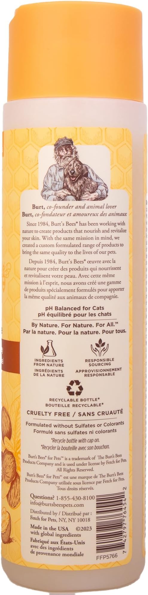 Burts Bees for Pets Hypoallergenic Cat Shampoo, Unscented, 10 Fl Oz, 2-Pk | Gentle shea butter and honey formula for indoor cats with dry or sensitive skin, pH balanced