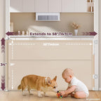 2Pack Retractable Baby Gates for Stair, 58" Extra Wide Mesh Dog Gate | Child Gate for Toddler Pet, Indoor and Outdoor Use, Easy Install, 34" Height, Beige