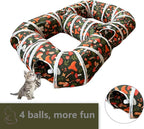 8-Shaped Cat Tunnel Toy Interactive Foldable Playhouse Maze Toys for Cats, Kittens, Rabbits & Small Pets with Playing Balls Collapsible Play Tube for Indoor Fun & Exercise (Brown)